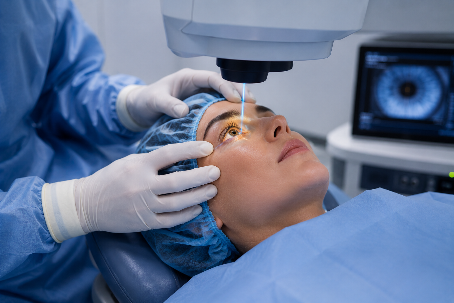 A patient undergoing WaveLight excimer laser vision correction at Insight Institute